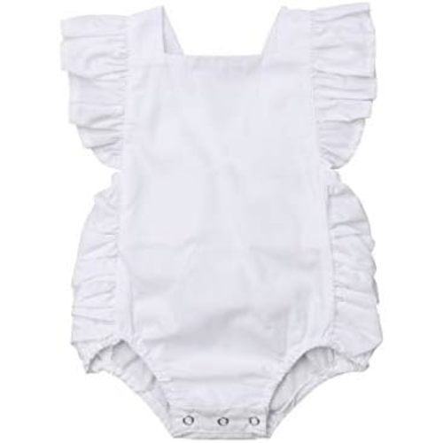 Infant Baby Girl Summer Outfit Clothes Sleeveless Smocked Cotton Linen Romper with Headband