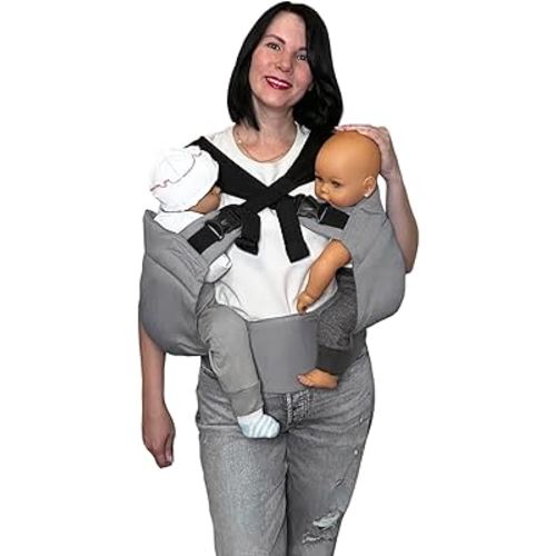 Twin Hip Carrier for Babies Grey – Ergonomic 100% Cotton Baby Carrier for Twins, Ages 4–18 Months (10–33 lbs Each) | Comfortable, Adjustable & Supportive Hip Seat Carrier | Babywearing for Two