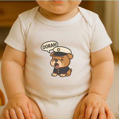 Oorah Marines Baby Bodysuit | USMC Chesty Bulldog Bodysuit | Gift for Military Parents | Funny Newborn Baby Shower Outfit