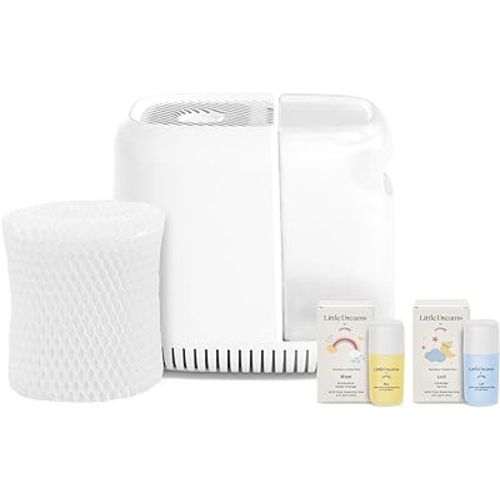 Canopy Nursery Humidifier, White Nursery Humidifier, 36 HR Run Time, 2.5L Capacity Tank - Produces Clean, Filter Moisture to Hydrate Baby Nursery. Includes Two Aromas Power Cord & Adapter