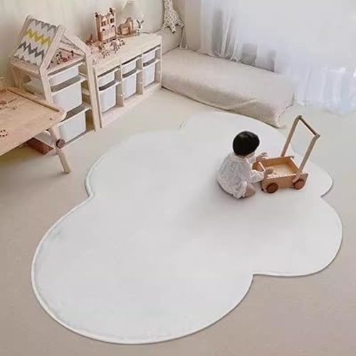 White Ultra Soft Irregular Shaped Rug for Living Room Bedroom Dining Kitchen Cloud Shape Carpet Modern Washable Nursery Playroom Home Office Aesthetic Area Rug Cute Throw Rugs 4x6