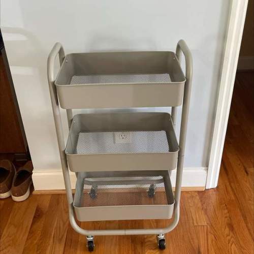 3 Tier Metal Utility Cart Black - Brightroom™: Rolling Storage Trolley with Wheels, Powder-Coated, Rust-Resistant, 31.3" Height