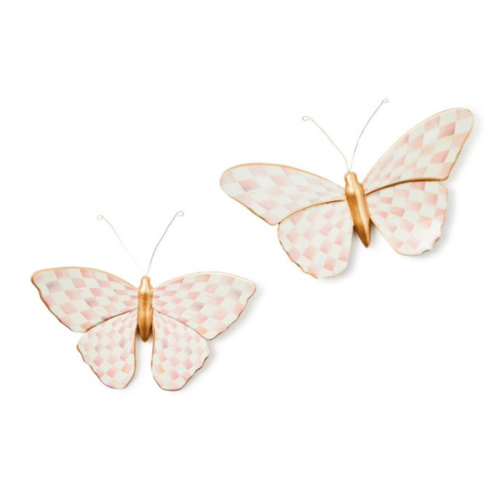 MacKenzie-Childs | Rosy Check Wall Decor Butterfly Duo