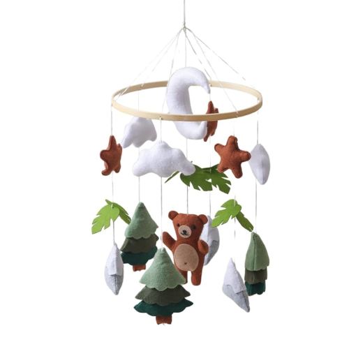 GOODMOM Forest Nursery Mobile – Handmade Crib Mobile with Bear Perfect for Boys & Girls Design Sturdy Structure Easy Assembly and a Delightful (Lunar Animal Kingdom)