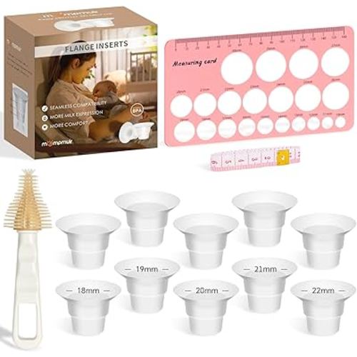 Flange Inserts 10PCS 18/19/20/21/22mm for 24mm Pumps, Flange Sizing Kit Compatible with Medela Elvie Lansinoh Spectra Momcozy Breast Pump Accessories, Breastfeeding Essentials Kit for New Mom
