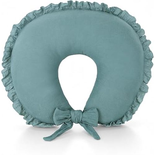 Muslin Nursing Pillow Cover, Breathable & Soft Nursing Covers for Breastfeeding Pillows, Comfortable Pillow Slipcover with Extended Adjustable Strap for Baby Boys Girls, Blue(Only Cover)