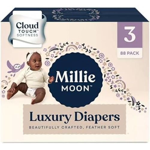 Millie Moon Luxury Diapers (Size-3 and Count-88) Diaper Weight Range: 13 to 24 lbs