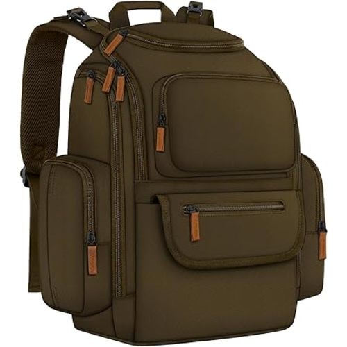 Mancro Diaper Bag Backpack, Large Multifunction Baby Backpack for Travel with Stroller Strap and 2 Insulated Pockets, Diaper Baby Bag for Mom, Dark Green