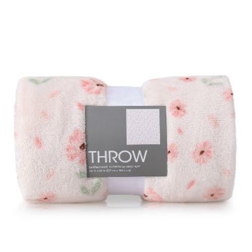 Novelty Recycled Printed Floral Plush Throw Blanket