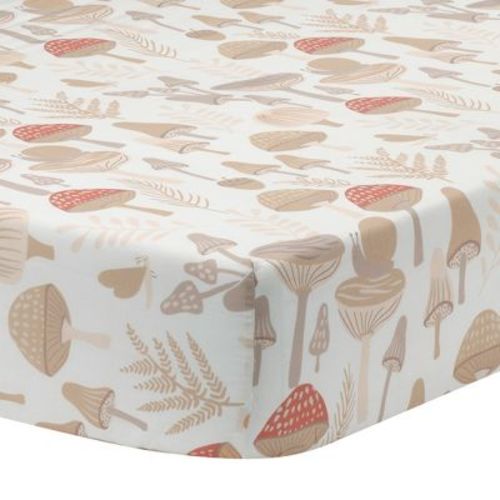 Lambs & Ivy Mushroom Meadow Organic Cotton Fitted Crib Sheet