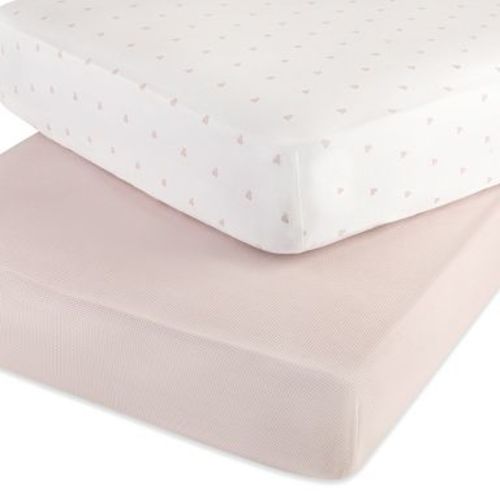 Ely's & Co. 2 Pack Jersey Crib Sheets Gingham Bear Collection - Pink