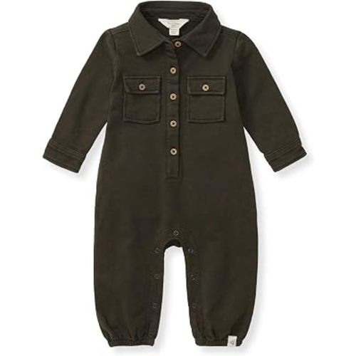 Burt's Bees Baby Boys Jumpsuit, 100% Organic Cotton One-piece, Long Sleeve Button Down Coverall