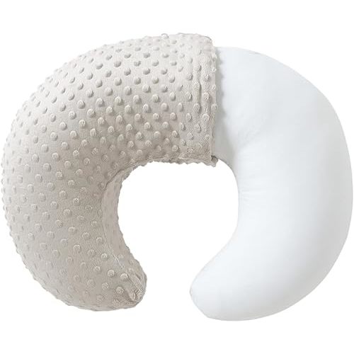 Baby Nursing Pillow and Body Positioner with Premium Slipcover for Breastfeeding for Baby Boys and Girls, Feeding Pillow with Breathable Comfortable Pillowcase (Sand)