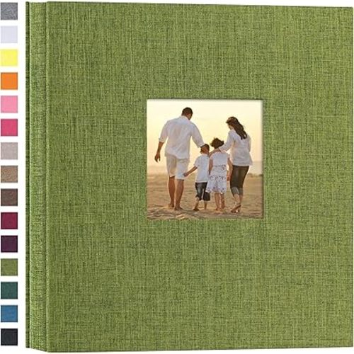 potricher Linen Hardcover Photo Album 4x6 1000 Photos Large Capacity for Family Wedding Anniversary Baby Vacation (Green, 1000 Pockets)