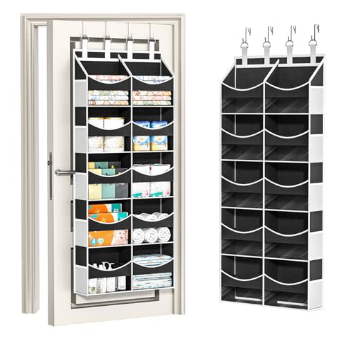Aokeyee 5 Tiers Over the Door Storage Organizer, Behind Door Storage for Baby Nursery, 80lb Capacity Door Hanging Organizer with 10 Compartments & 10 Mesh Pockets for Closet, Bedroom, Bathroom, Toys