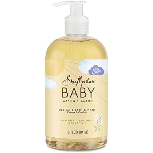 SheaMoisture Baby Wash & Shampoo for All Skin Types Raw Shea, Chamomile & Argan Oil Baby Wash and Shampoo with Frankincense & Myrrh to Help Cleanse 13 oz, Gold, Packaging may vary