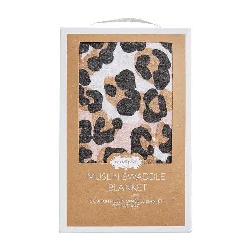 Mud Pie Muslin Swaddle, Leopard
