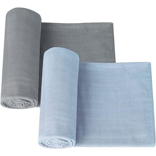 2 Pack in 1 Newborn Baby Swaddle Blanket Unisex Swaddle Wrap Soft Silky Muslin Swaddle Blankets Neutral Receiving Blanket for Newborn Boys and Girls Large 47 x 47 inches(120x120cm)