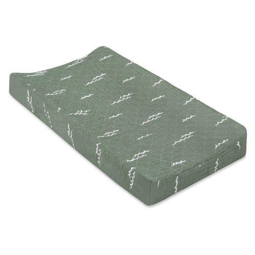 Quilted Changing Pad Cover In GOTS Certified Organic Muslin Cotton - Ocean Waves