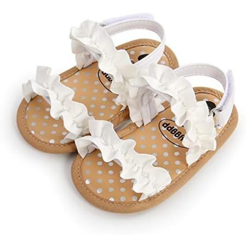 Karwuiio Infant Baby Girls Summer Sandals Soft Sole Anti-Slip Ruffle Flats Newborn Toddler First Walking Shoes