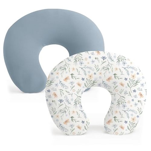 Konssy 2 Pack Nursing Pillow Covers (Blue Grass, Ice Blue)