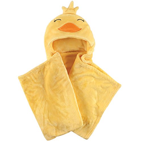 Hudson Baby Unisex Baby and Toddler Hooded Animal Face Plush Blanket, Yellow Duck, One Size