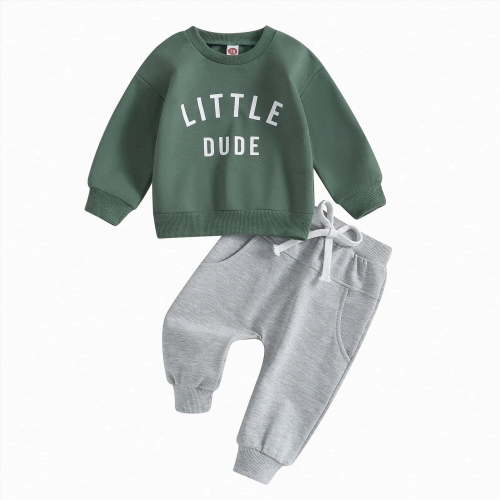 Xudanell Boy Baby Clothes Boys Winter Trousers Suit Letter Baby Cotton 9 12 18 24 Months Outfits 3-6 Month Boy Clothes Green 3-6 Months