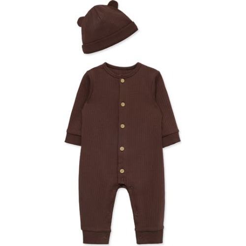 Chestnut Ribbed Romper & Hat Set
