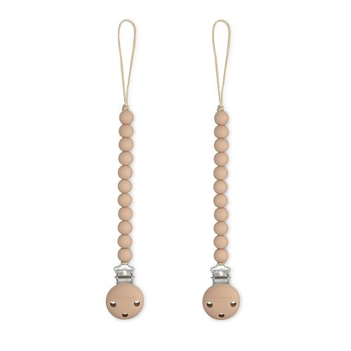 Comfy Cubs Pacifier Clips 2 Pack - 100% Food Grade Silicone Baby Pacifier Clips, BPA & PVC Free - CPSIA Certified, Lightweight and Flexible Baby Gifts - Beige