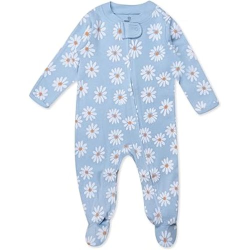 HonestBaby Sleep & Play Footed One-Piece Pajama Sleeper 100% Organic Cotton, Baby Girls
