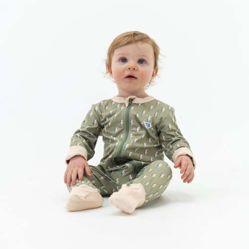 Sage Lightning Baby Zip Up | Infant Gift | BURLEBO