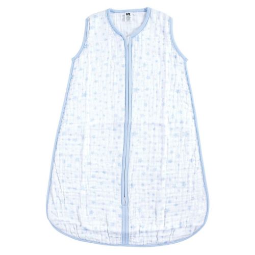 Hudson Baby Infant Boys Muslin Cotton Sleeveless Wearable Sleeping Bag, Sack, Blanket, Blue Stars, 6-12 Months
