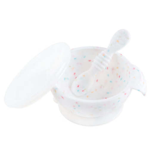 Vanilla Sprinkle Silicone Feeding Set: Baby Bowl & Training Spoon | Bumkins