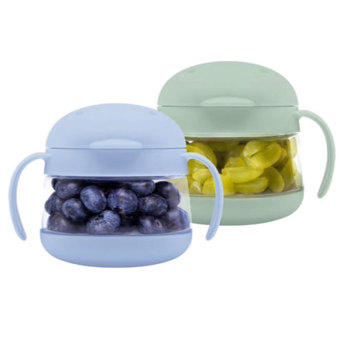 Ubbi Tweat No Spill Snack Container for Kids, BPA-Free, Toddler Snack Container, Sage & Blue