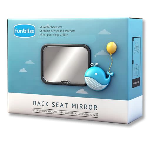 Funbliss Baby Car Mirror Safely Monitor,Car Mirror Baby Rear Facing Seat，No Assembly Required, Safer，Best Newborn, Shatterproof