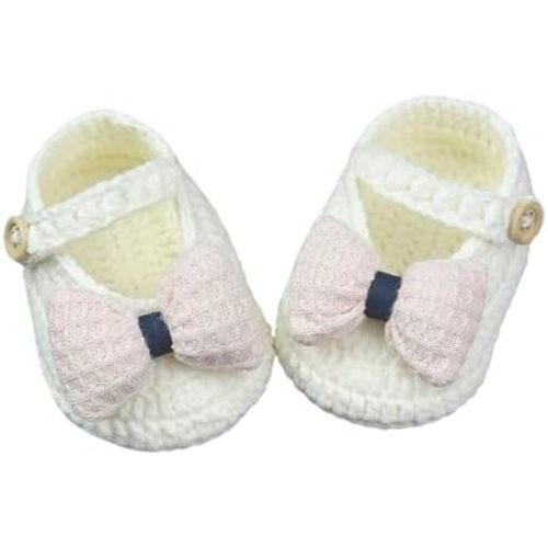 Baby Girls Toddler Slippers Mary Jane Hand Knitting Crochet Shoes Soft Cozy Sock Slippers Newborn First Indoor Walking Shoes for Baby Girls