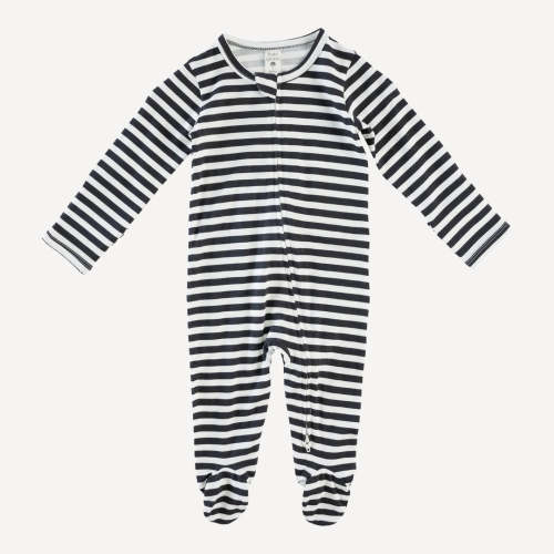 long sleeve zipper footie | black stripe | bamboo – kate quinn