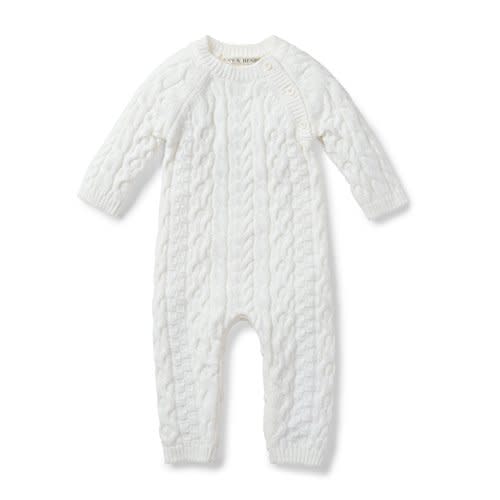 Hope & Henry Layette Baby Cable Knit Sweater Romper