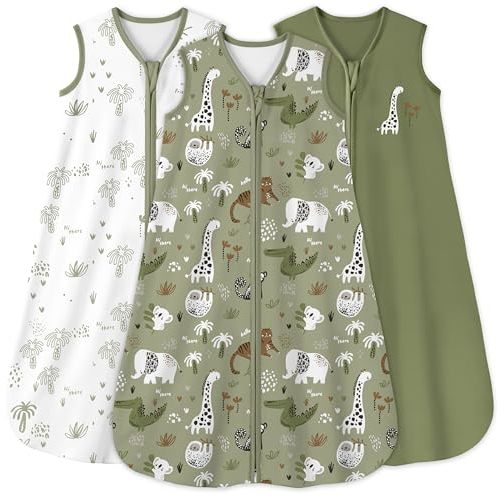 Yoofoss Baby Sleep Sack 6-12 Months 0.5 Tog Wearable Blanket for Baby, 3 Pack 100% Organic Cotton Infant Toddler Sleeping Sack 2-Way Zipper Lightweight Sleep Sack