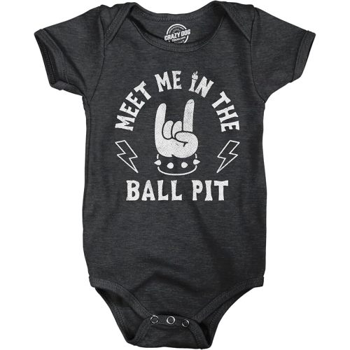 Crazy Dog T-Shirts Meet Me In The Ball Pit Baby Bodysuit Funny Sarcastic Metal Music Graphic Jumper for Infants