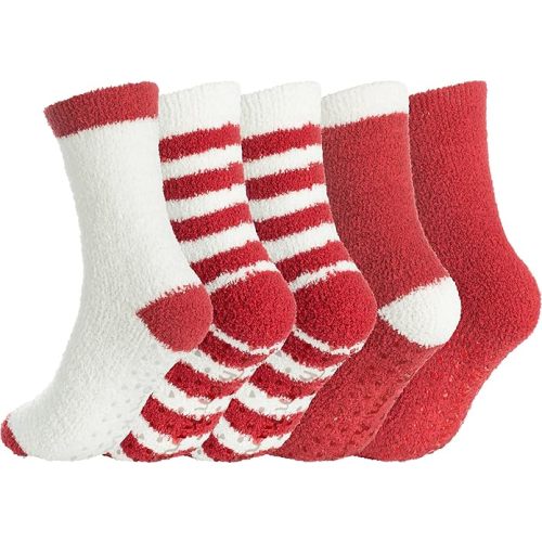 BomKinta Grip Fuzzy Slipper Socks Women - Cozy Warm Hospital Socks with Grips - Non Slip Fleece Sock Gifts Size 5-10