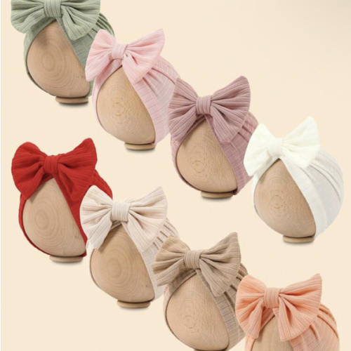8 Colors Spring And Autumn Style Embroidered Headband Hat With Bow Decoration For 1-12 Months Old Babies, Newborn Baby Girl And Baby Boy Clothes Knitted Hand Sewn Stretch Fabric, Bow Hair Accessories For Girls, Children's Hair Accessories, Cute Decoration