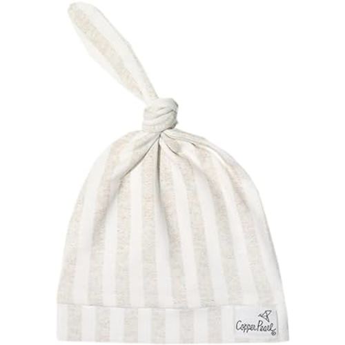 Copper Pearl Baby Beanie Hat Top Knot Stretchy Soft Coastal
