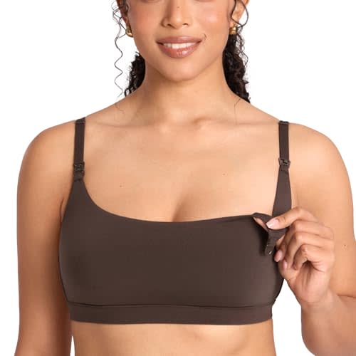 MOMANDA Cotton Nursing Sleep Bras for Breastfeeding Seamless Maternity Bralettes Ultra Soft with Pads