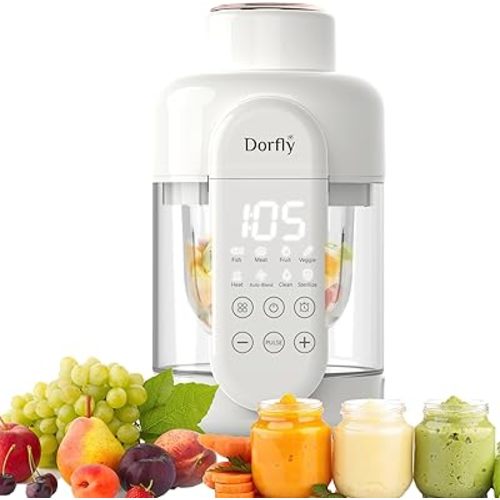 Baby Food Maker Glass Baby Food Processer No Plastic 12oz Steamer and Blender 9 in 1 Puree Maker Self Clean Puree Maker Dishwasher Safe Glass Food Grinder with 6 Blades Timer with Recipe