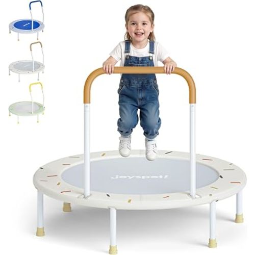 36-Inch Toddler Trampoline with Foam Handle, 3FT Foldable Mini Rebounder | Indoor Outdoor for Kids Ages 3-6, Safe Elastic Band Design, Non-Slip Oxford Mat, Easy Assembly & Max Load 100 lbs