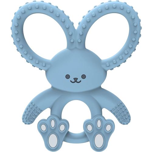 Dr. Brown's Flexees Teether, Blue Bunny, Soft 100% Silicone Baby Teether, BPA Free, 3m+, 1 Pack