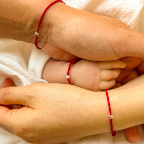 Family Red String Bracelet Set,Newborn Protection Bracelet,Mommy and Me Gold Bead Jewelry,Buddhist Blessing Amulet,New Baby Shower Gift
