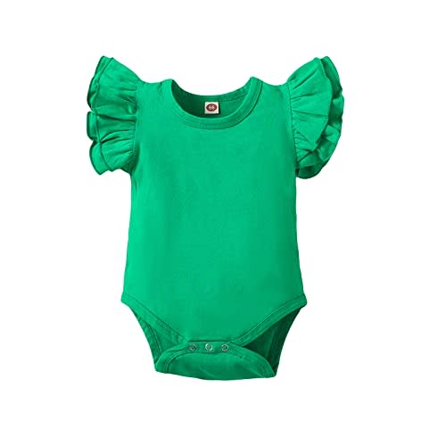 Sanpersonlin Baby Girl Solid Color Romper Infant Ruffle Sleeve Bodysuit One Piece Outfit Toddler Jumpsuit clothes