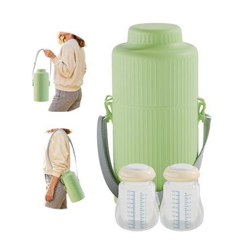 22oz Portable Breast Milk Cooler with Adjustable Strap, 24-Hour Cooling for Travel & Outdoor, Large Capacity Breastmilk Chiller with 2 Storage Bottles, Leak-Proof